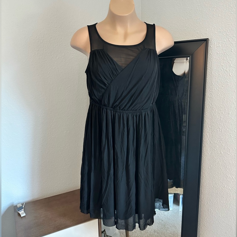 Torrid Black Sheer Front Empire Waist Dress